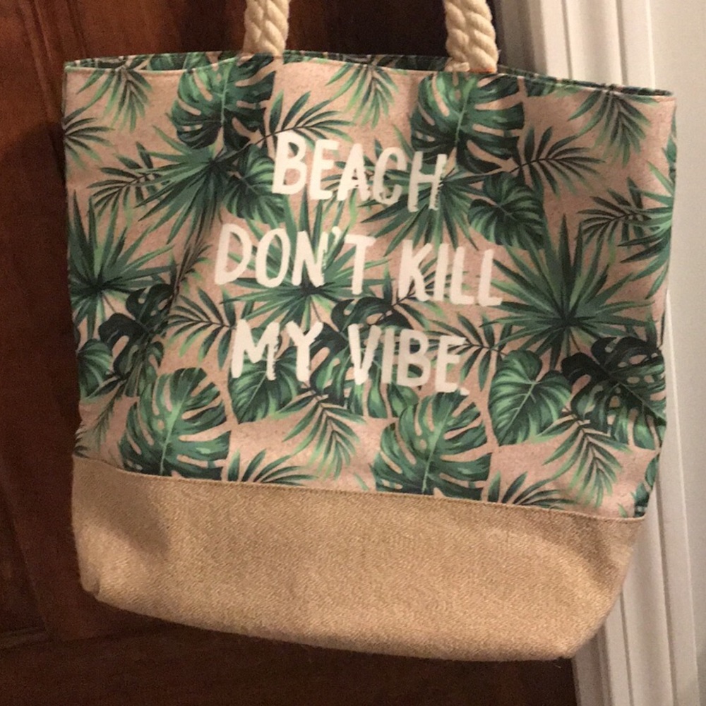 “Beach don’t kill my vibe” Beach Bag